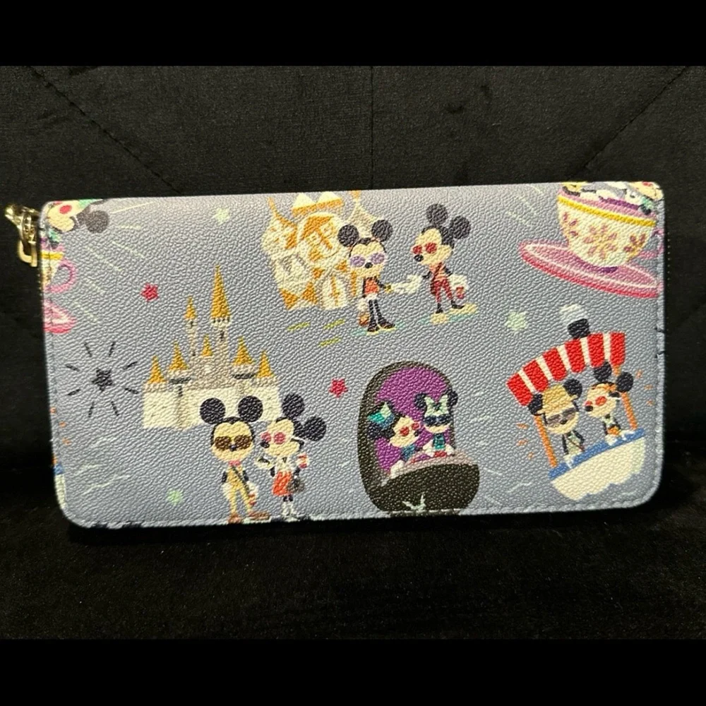 Dooney Bourke Disney Hipster Mickey and Minnie all around the park Wristlet
